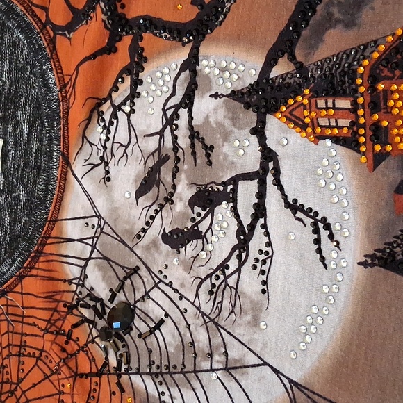 Tomas & Olivia  Spooky Castle Sequin Halloween Ladies Top, Sz Large - Picture 5 of 7